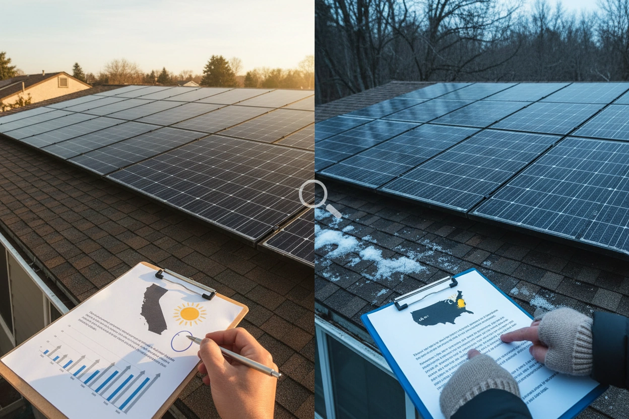 Professional image illustrating Comparing State and Federal Solar Incentives