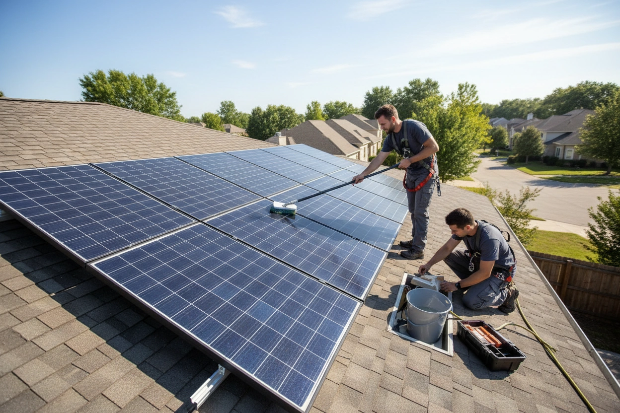 Professional image illustrating Top Solar Maintenance Tips for Homeowners