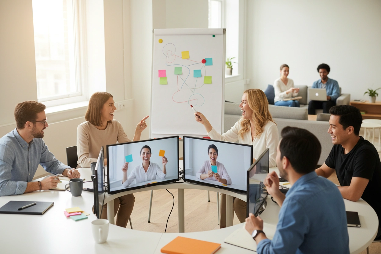 Professional image illustrating Top 10 Effective Team Building Exercises for Remote Teams