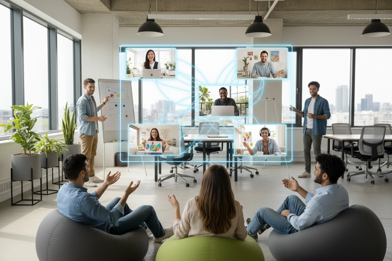 Professional image illustrating Top 10 Effective Team Building Exercises for Remote Teams