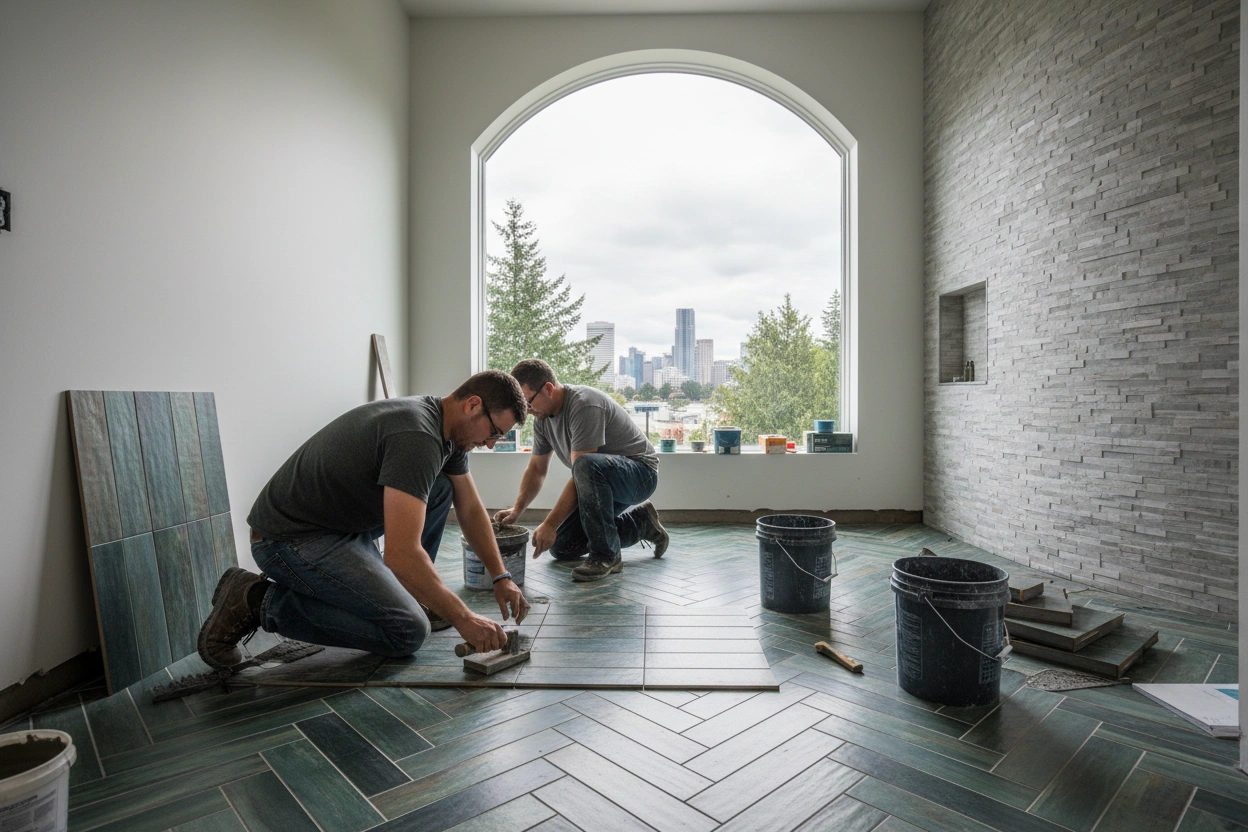 Professional image illustrating Top Trends in Tile Design for Portland Homes