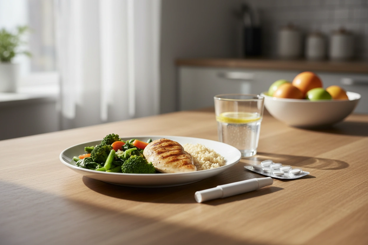 Professional image illustrating Diet and GLP-1 Medications