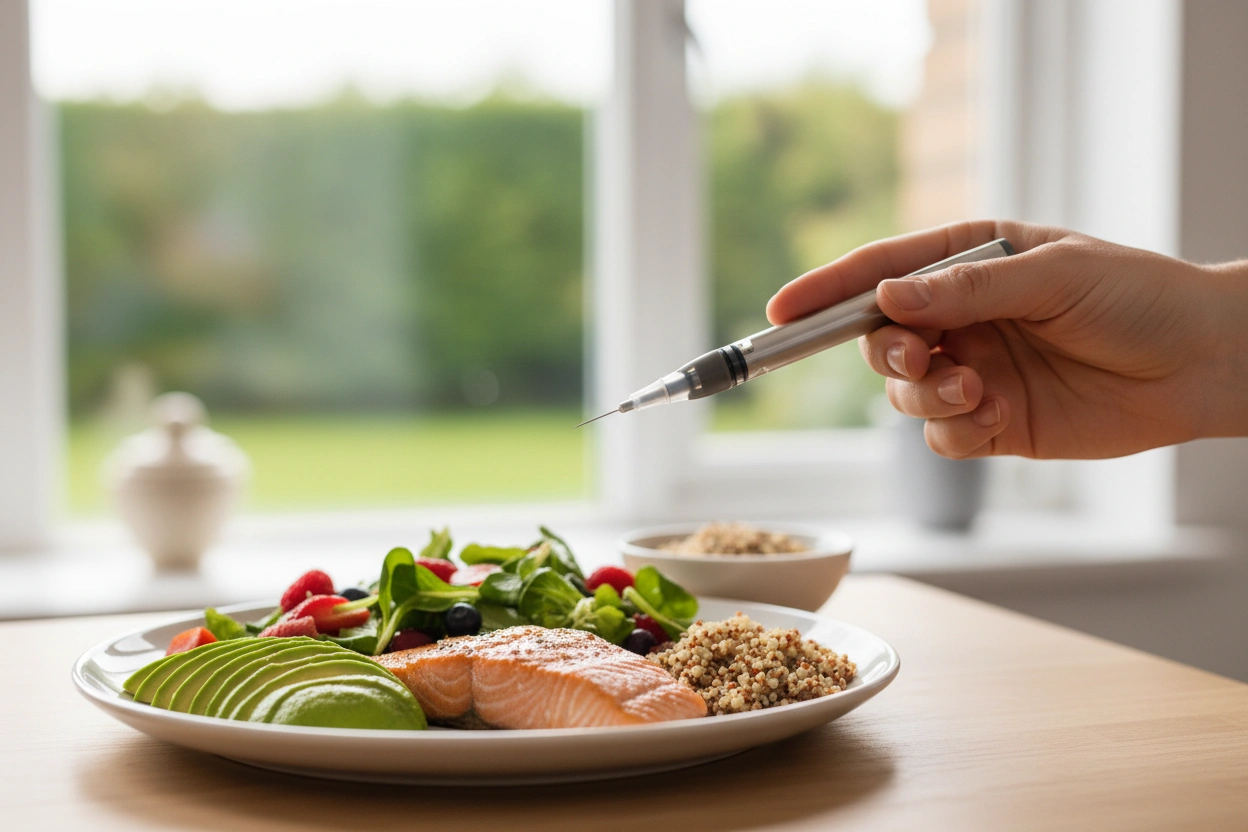 Professional image illustrating Diet and GLP-1 Medications