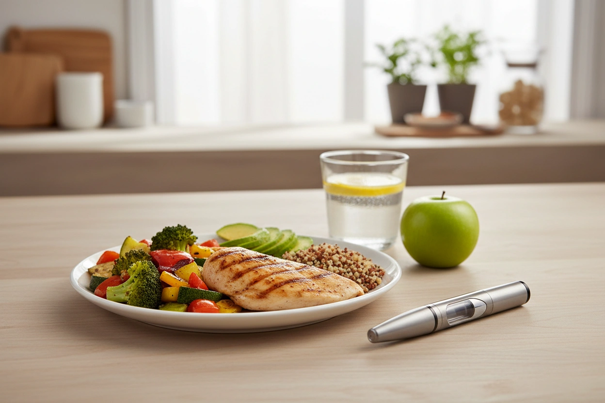 Professional image illustrating Diet and GLP-1 Medications