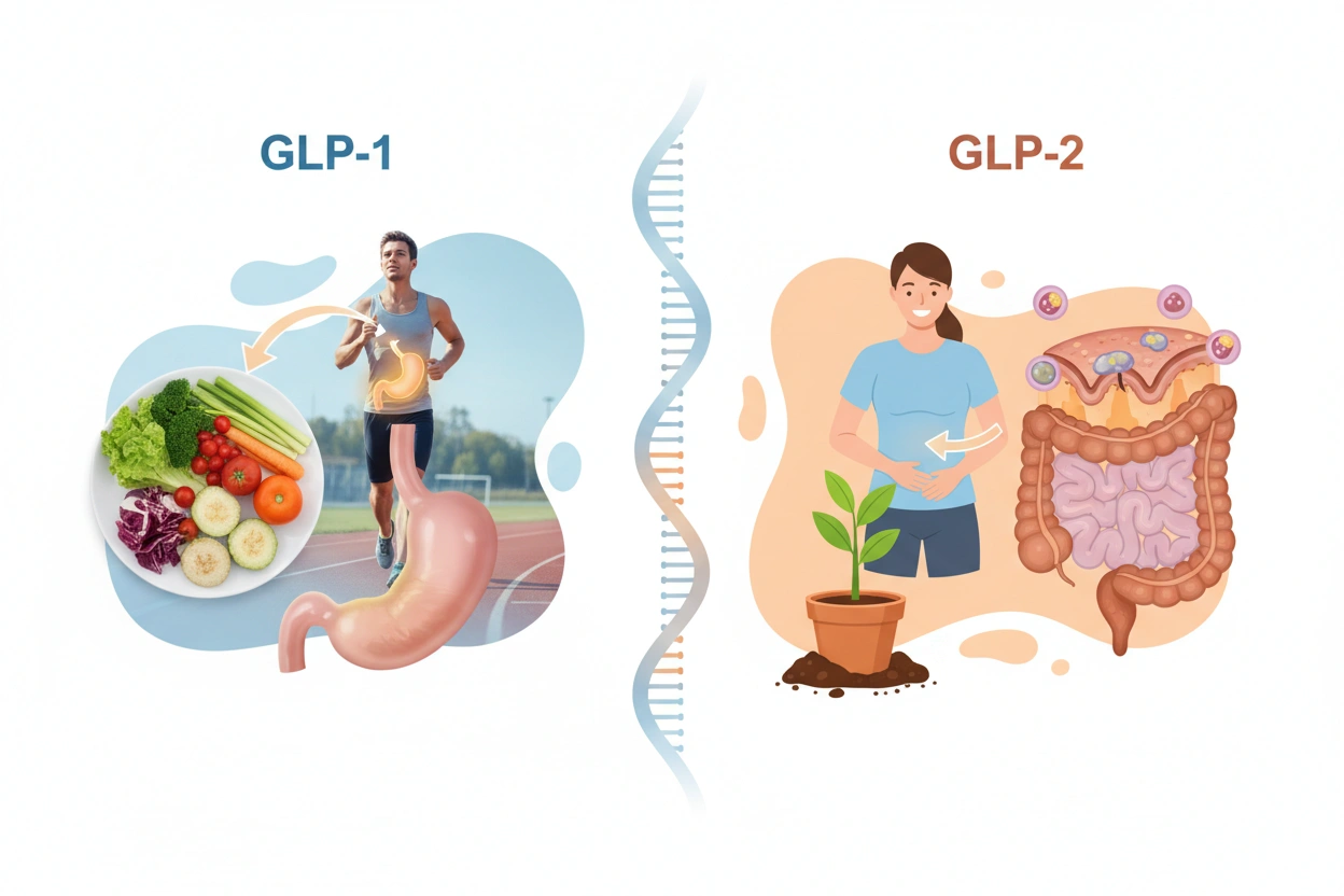 Professional image illustrating How GLP-1 and GLP-2 Affect Weight Loss and Metabolism