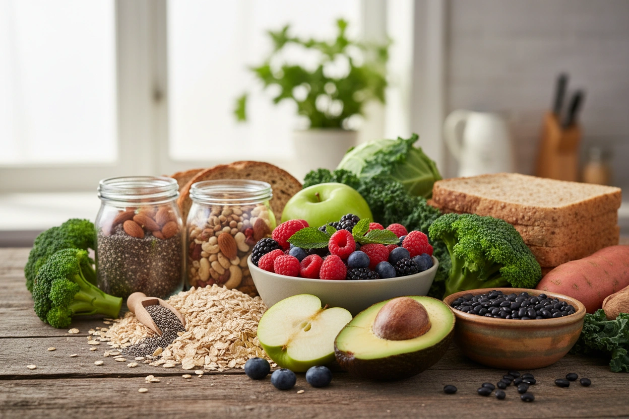 Professional image illustrating The Benefits of Fiber-Rich Foods for Digestive Health