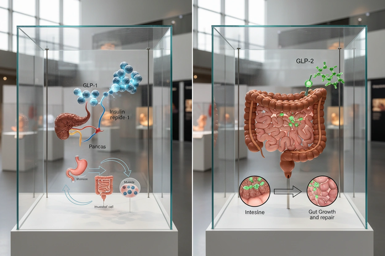 Professional image illustrating The Difference Between GLP-1 and GLP-2