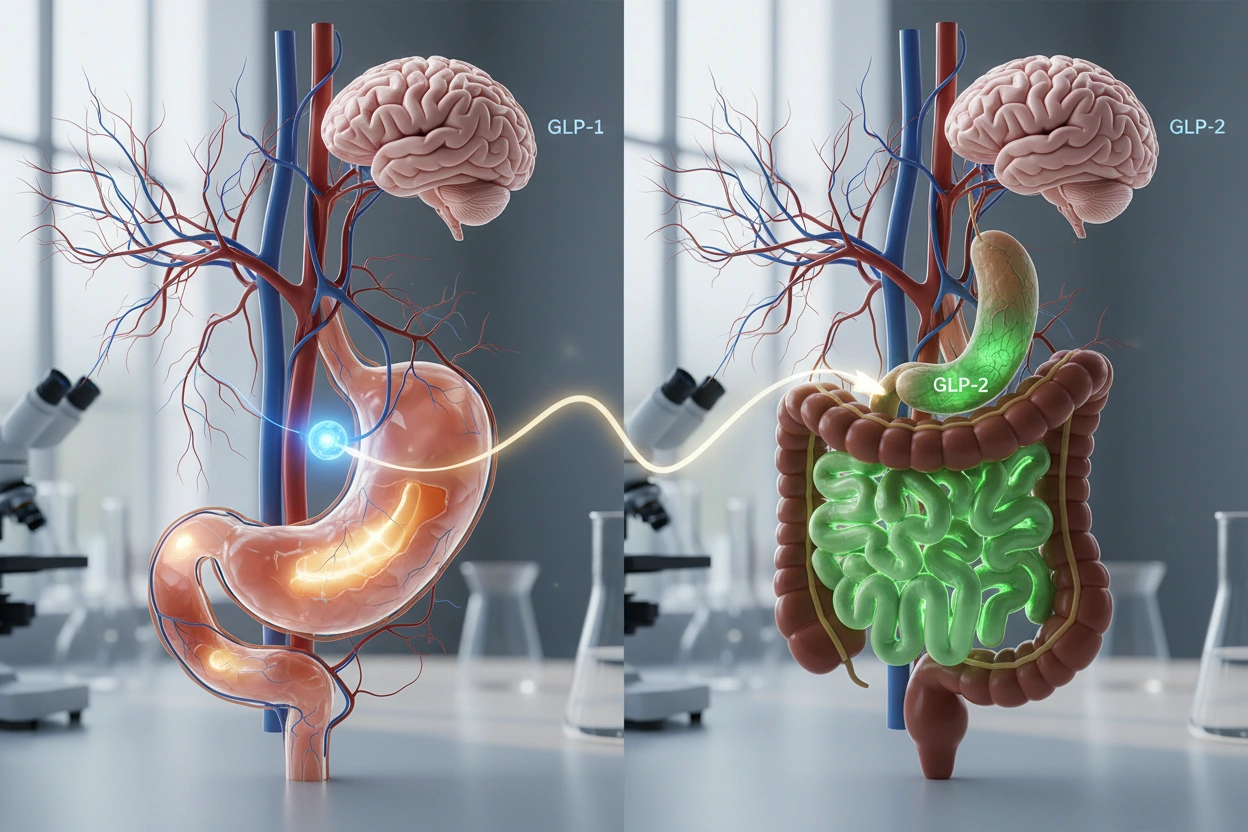 Professional image illustrating The Difference Between GLP-1 and GLP-2