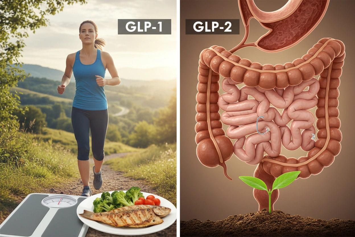 Professional image illustrating The Difference Between GLP-1 and GLP-2