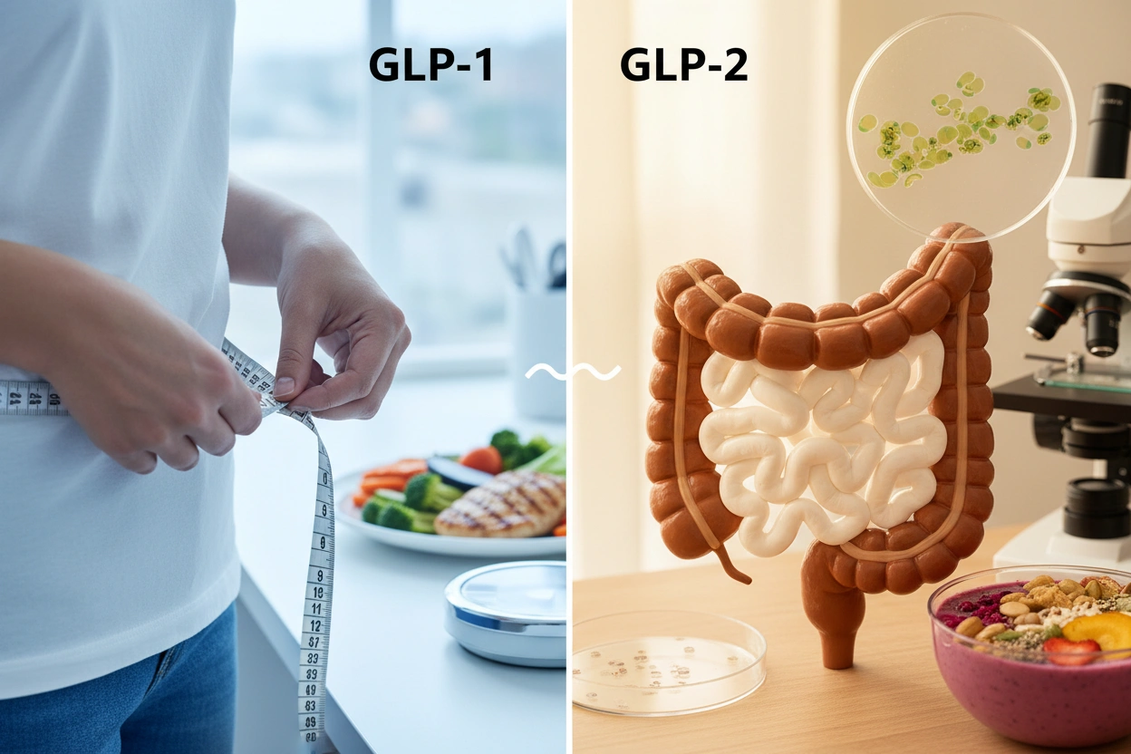 Professional image illustrating The Difference Between GLP-1 and GLP-2 in Weight Loss