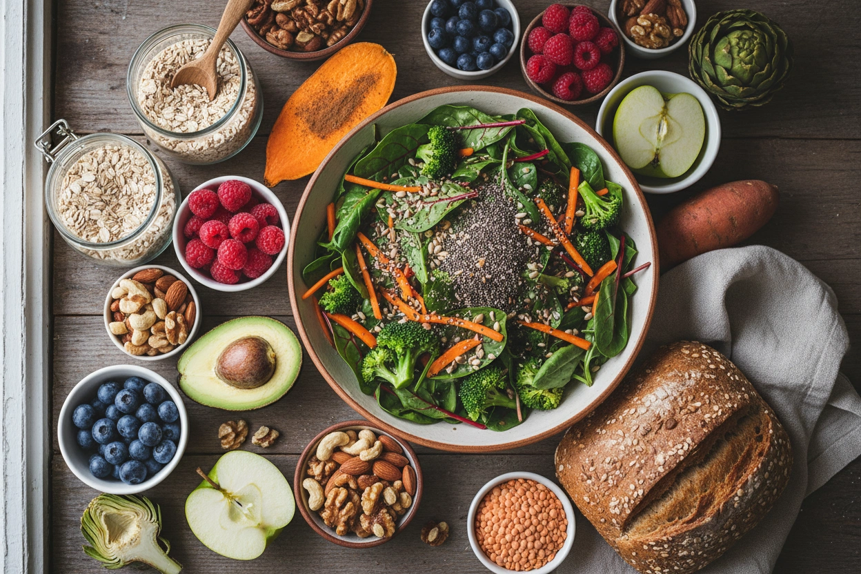 Professional image illustrating Top Fiber-Rich Foods for Digestive Health