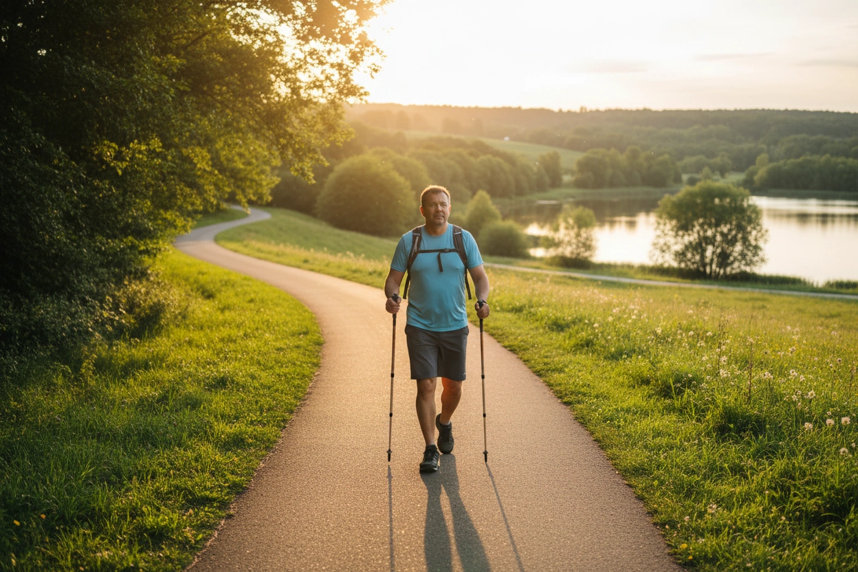 Professional image illustrating Walking Tips for Ozempic, Wegovy, and Mounjaro Users