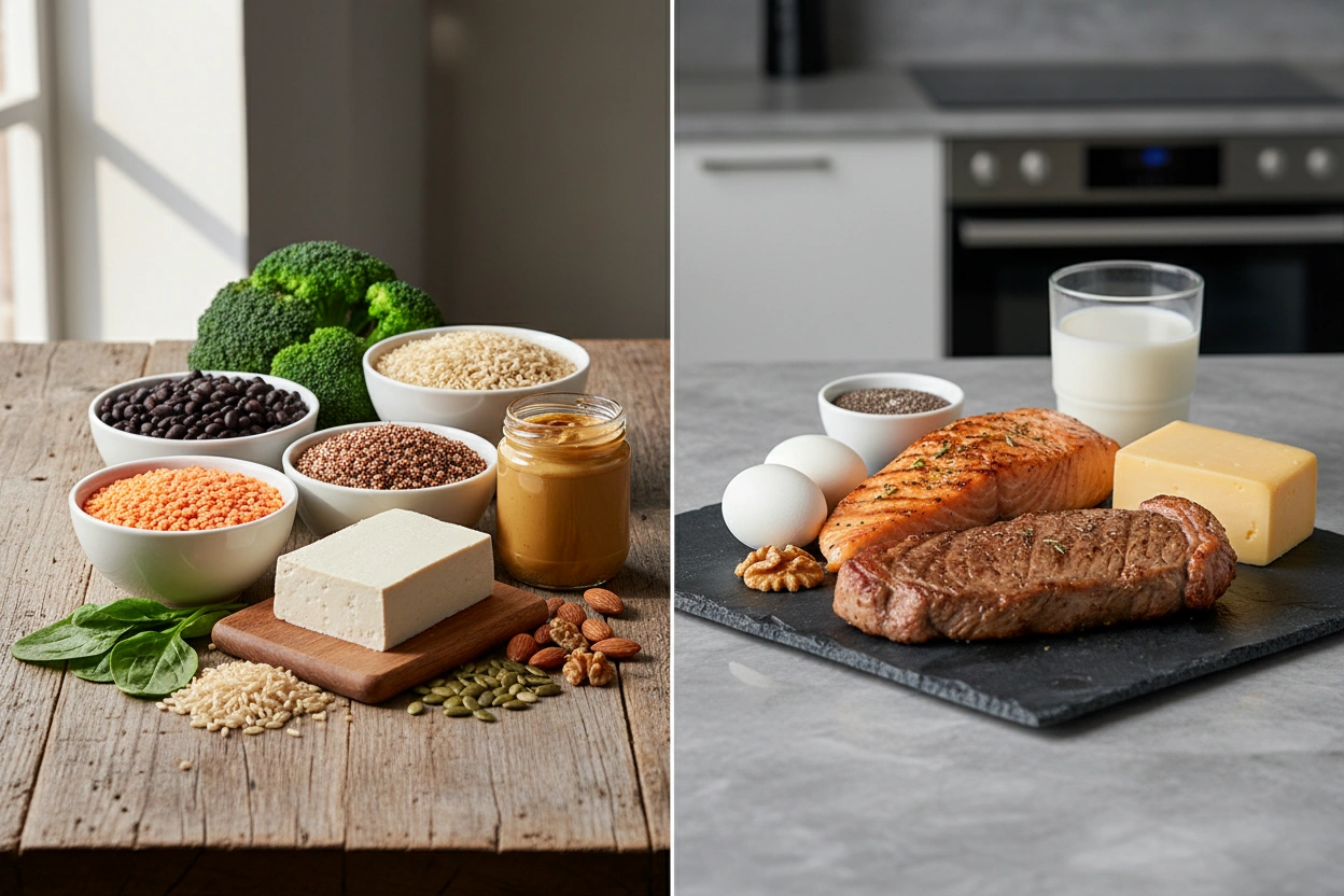 Professional image illustrating Comparing Plant-Based and Animal Protein