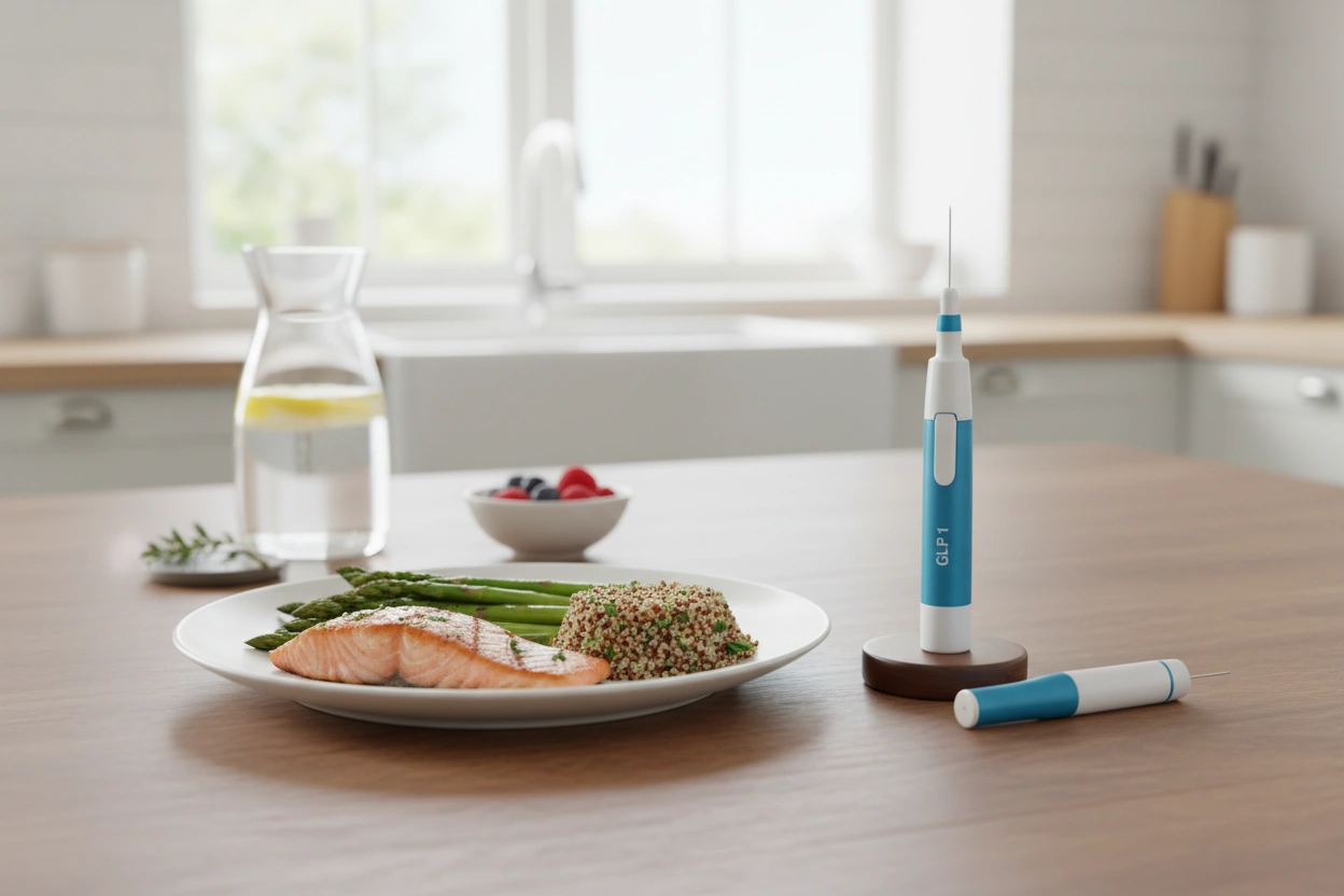 Professional image illustrating Diet and GLP-1 Medications: A Synergistic Approach