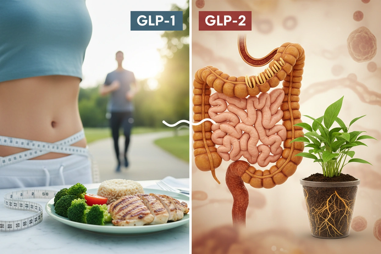 Professional image illustrating How GLP-1 and GLP-2 Affect Weight Loss and Metabolism
