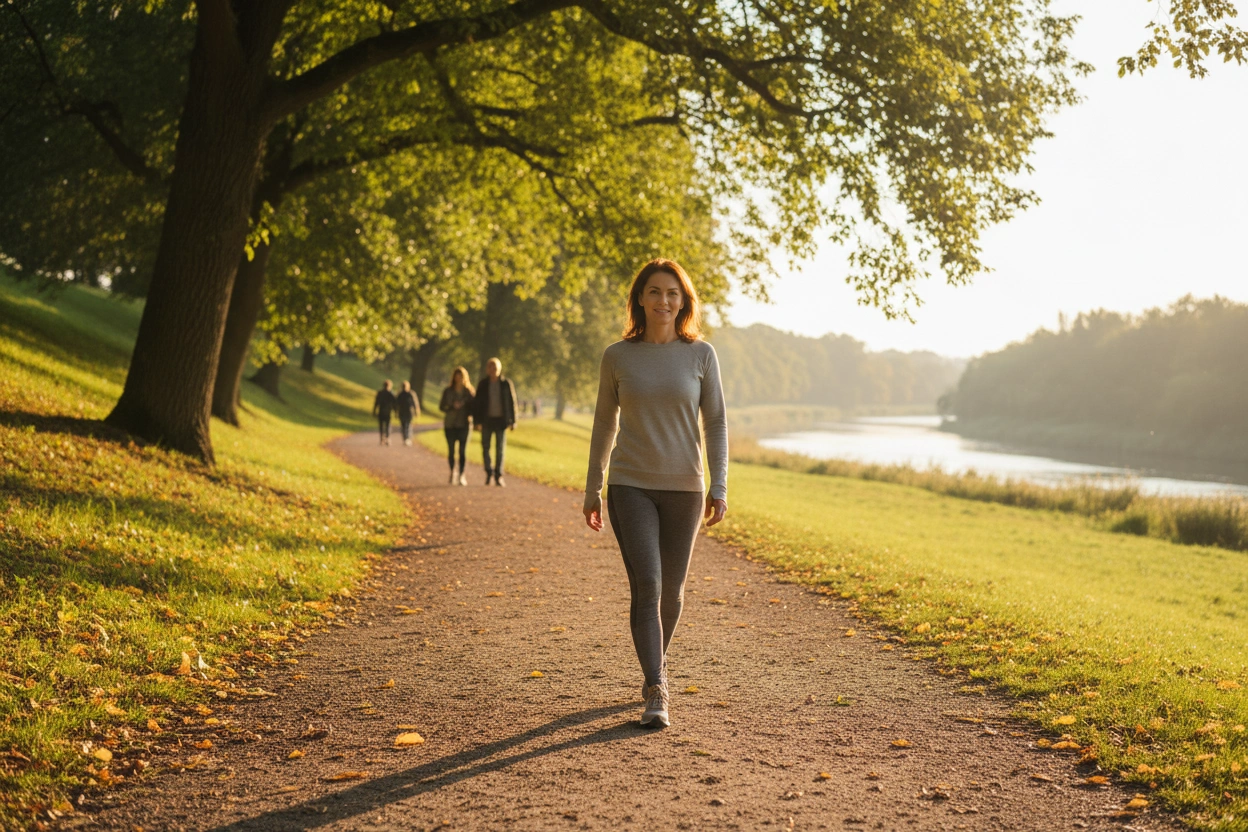 Professional image illustrating How Walking Improves Digestion and Combats Side Effects