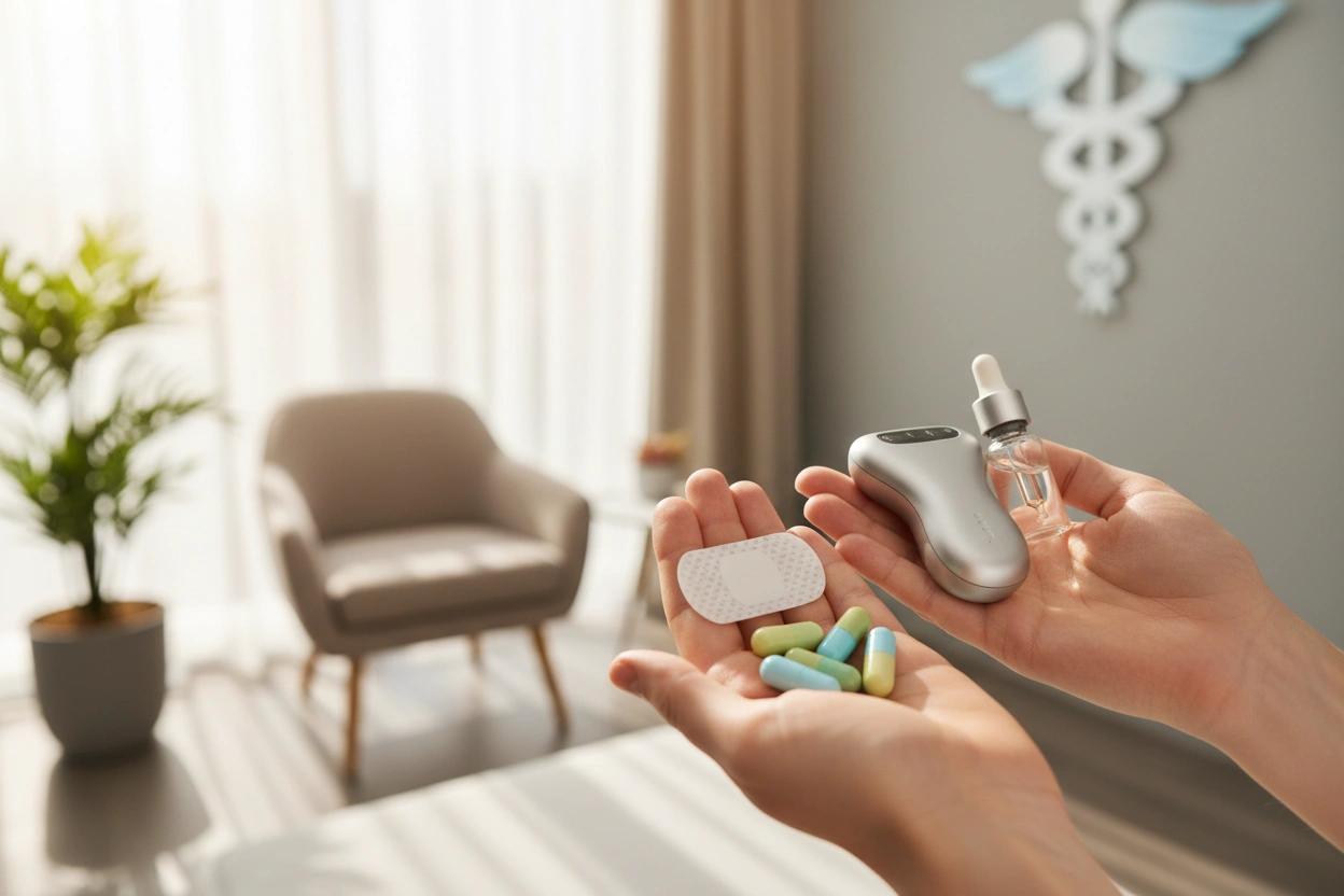 Professional image illustrating Innovative Therapies and Treatments for GLP-1 Side Effects Relief