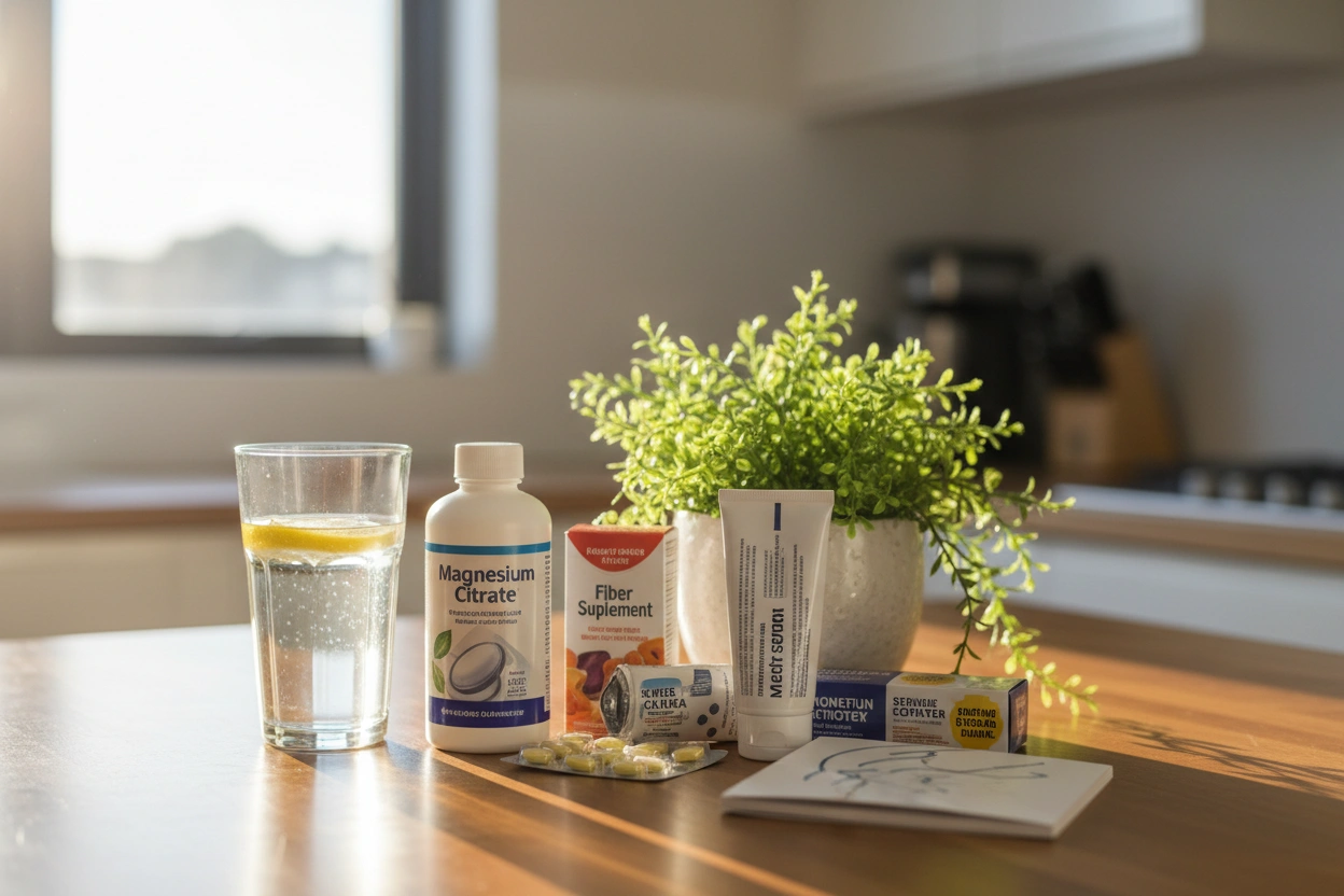Professional image illustrating Over-the-Counter Solutions for GLP-1 Constipation Relief