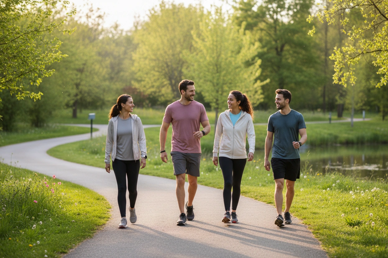 Professional image illustrating Walking Tips for Ozempic, Wegovy, and Mounjaro Users